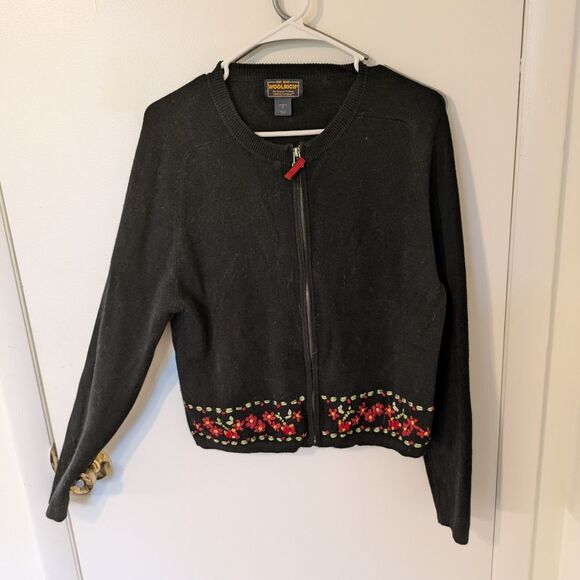 Woolrich Black Floral Embroidered Women's Jacket - Picture 1 of 7